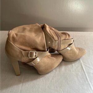 Women's Tan Suede High Heel Thigh High Boots